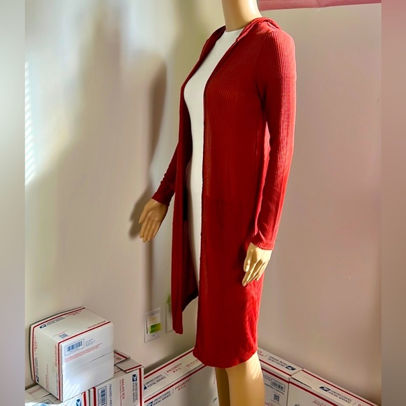 (Sold) Forever 21 hooded knee length cardigan - Picture 7 of 9